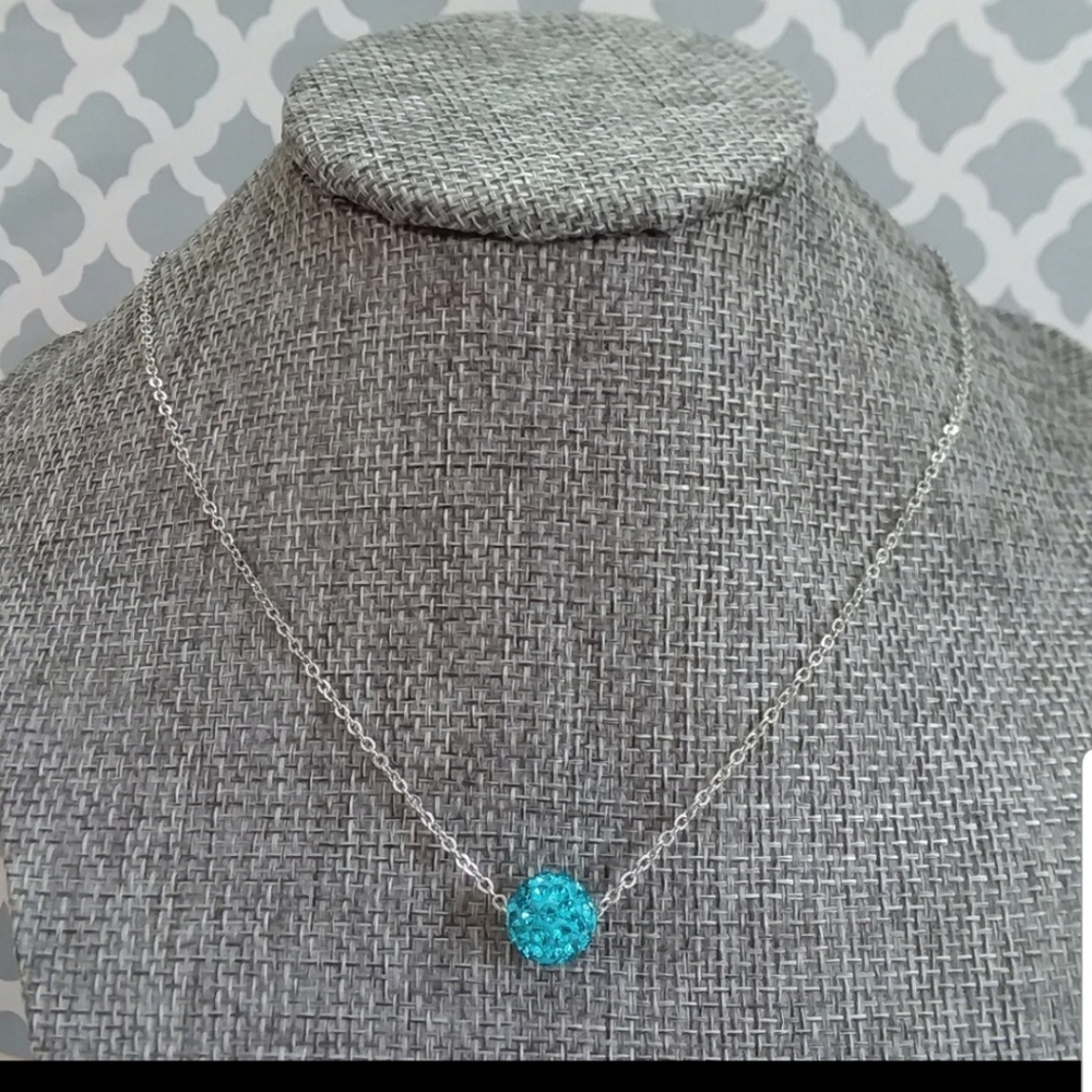 Turquoise Rhinestone Bead Necklace